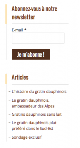 Abonnement newsletter du gratin dauphinois